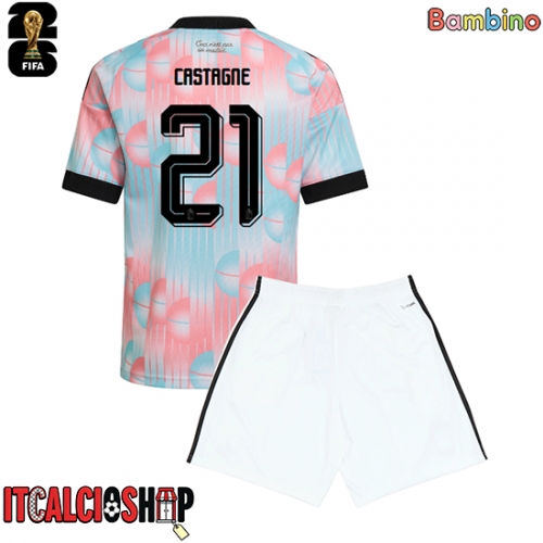 Belgio Timothy Castagne #21 Seconda Maglia Bambino Mondiali 2026 Manica Corta (+ Pantaloni corti)